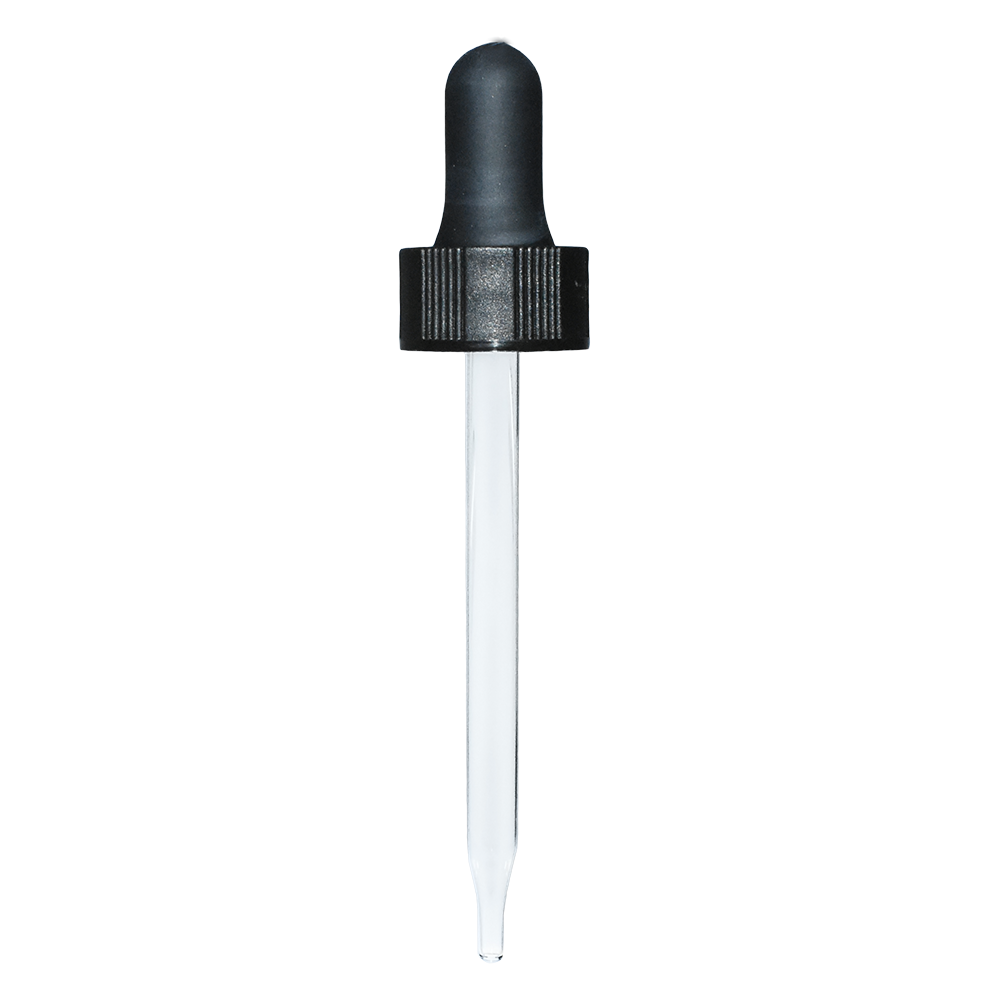 2 oz. Clear Boston Round with Black Glass Dropper (20/400) (V23) (V25)