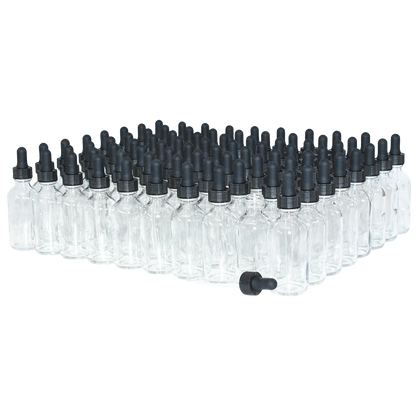 2 oz. Clear Boston Round with Black Glass Dropper (20/400) (V23) (V25)