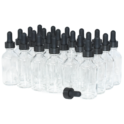 2 oz. Clear Boston Round with Black Glass Dropper (20/400) (V23) (V25)