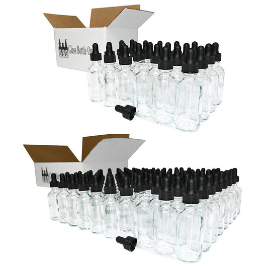 2 oz. Clear Boston Round with Black Glass Dropper (20/400) (V4) (V8)
