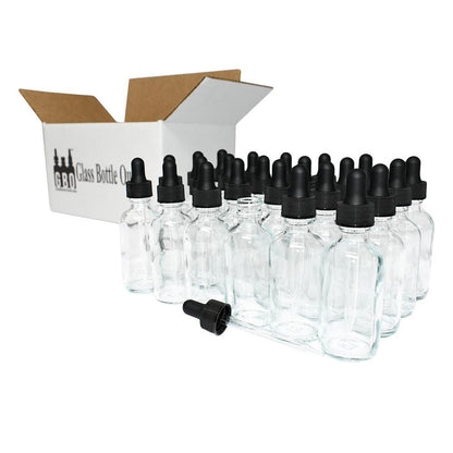 2 oz. Clear Boston Round with Black Glass Dropper (20/400) (V4) (V8)