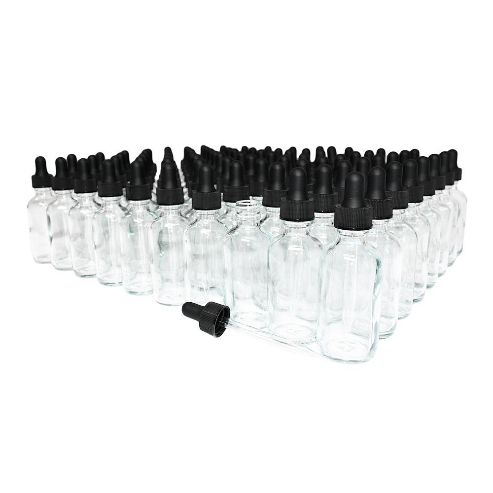 2 oz. Clear Boston Round with Black Glass Dropper (20/400) (V4) (V8)