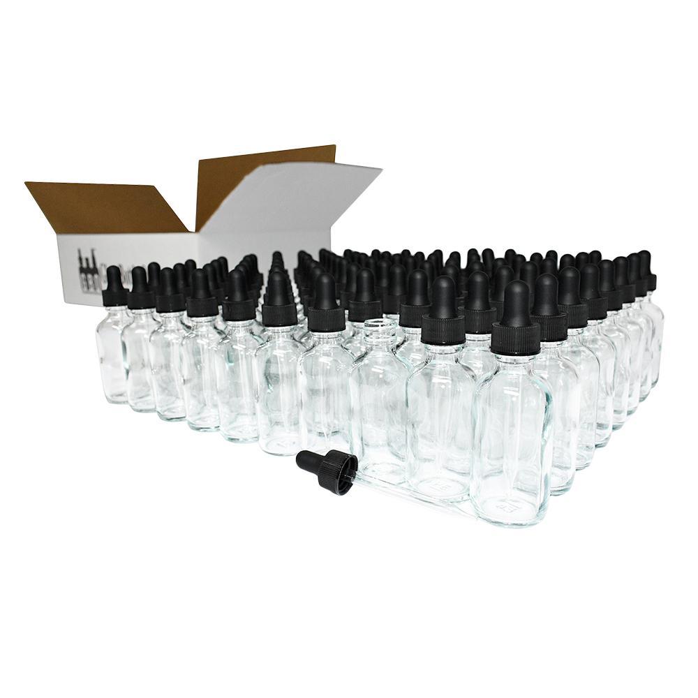 2 oz. Clear Boston Round with Black Glass Dropper (20/400) (V4) (V8)