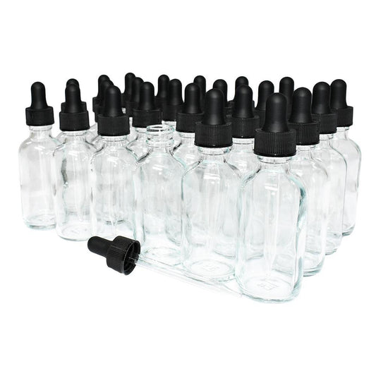 2 oz. Clear Boston Round with Black Glass Dropper (20/400) (V4) (V8)