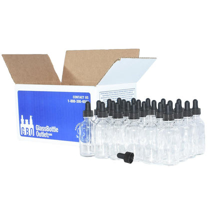 2 oz. Clear Boston Round with Black Glass Dropper (20/400) (V5) (V8)
