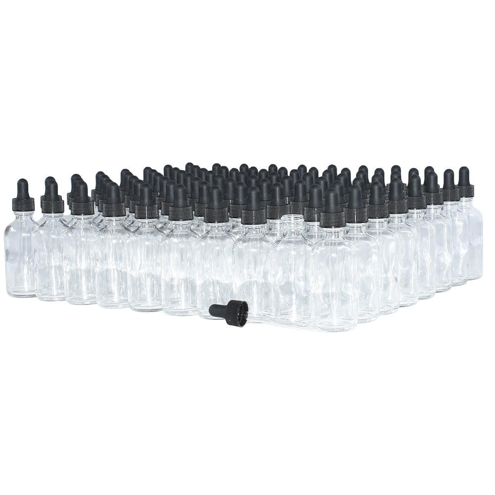 2 oz. Clear Boston Round with Black Glass Dropper (20/400) (V5) (V8)