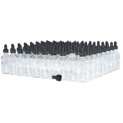 2 oz. Clear Boston Round with Black Glass Dropper (20/400) (V5) (V8)