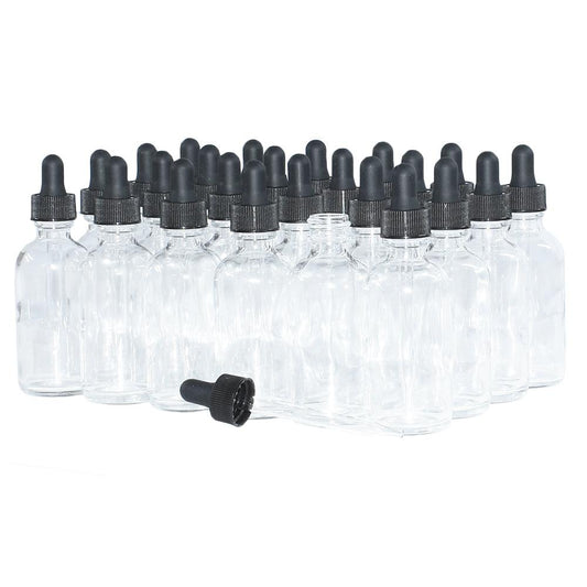 2 oz. Clear Boston Round with Black Glass Dropper (20/400) (V5) (V8)