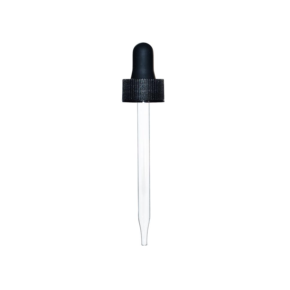 2 oz. Clear Boston Round with Black Glass Dropper (20/400) (V8) (V8)