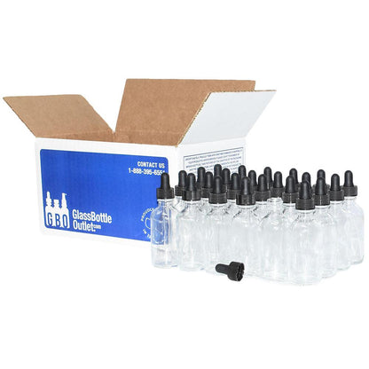 2 oz. Clear Boston Round with Black Glass Dropper (20/400) (V8) (V8)