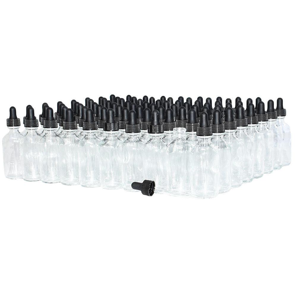 2 oz. Clear Boston Round with Black Glass Dropper (20/400) (V8) (V8)