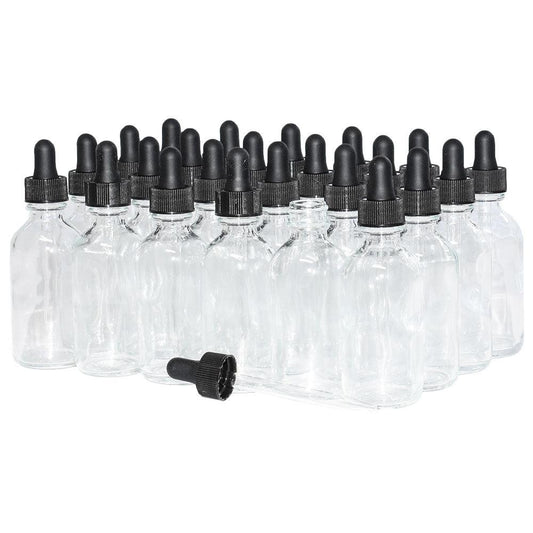 2 oz. Clear Boston Round with Black Glass Dropper (20/400) (V8) (V8)