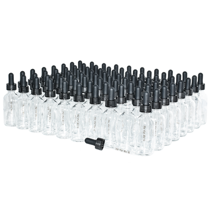 2 oz. Clear Boston Round with Black Graduated Glass Dropper (20/400) (V23) (V20)