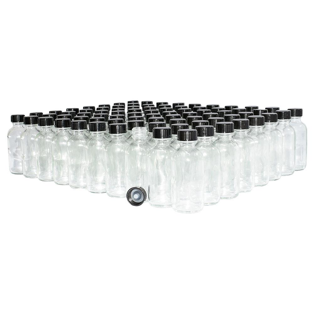 2 oz. Clear Boston Round with Black Poly Cone Cap (20/400) (V20) (V20)