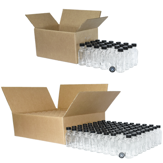2 oz. Clear Boston Round with Black Poly Cone Cap (20/400) (V23) (V20)