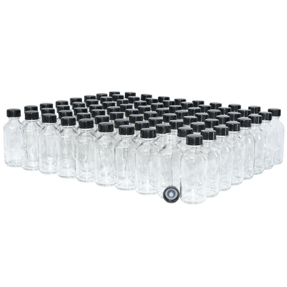 2 oz. Clear Boston Round with Black Poly Cone Cap (20/400) (V23) (V20)
