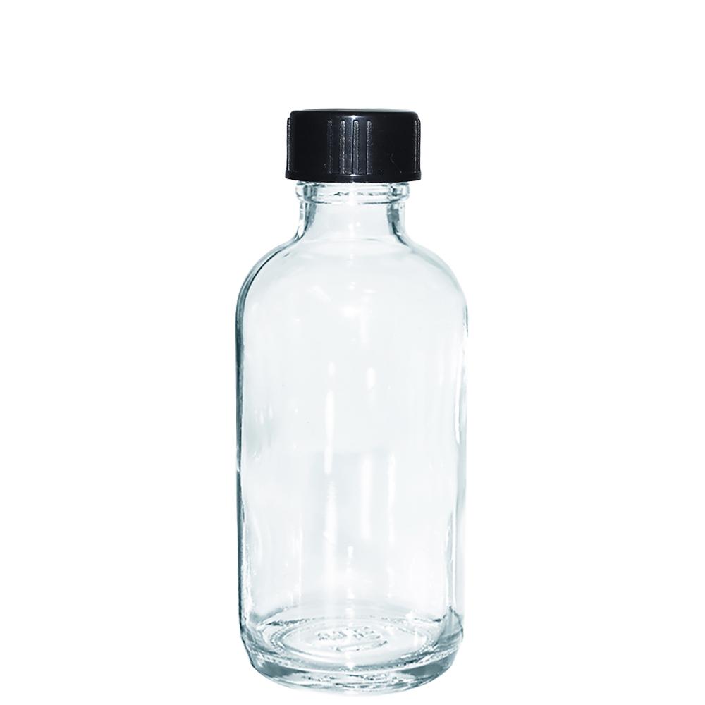 2 oz. Clear Boston Round with Black Poly Cone Cap (20/400) (V4) (V20)