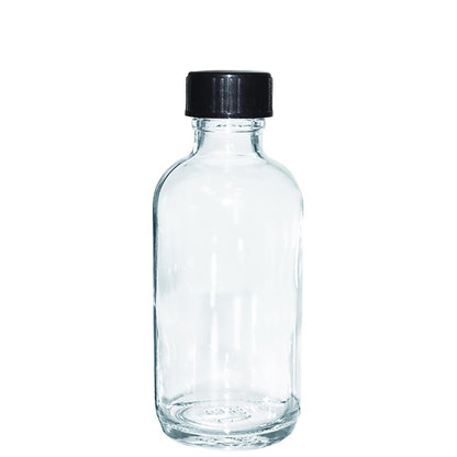 2 oz. Clear Boston Round with Black Poly Cone Cap (20/400) (V4) (V20)