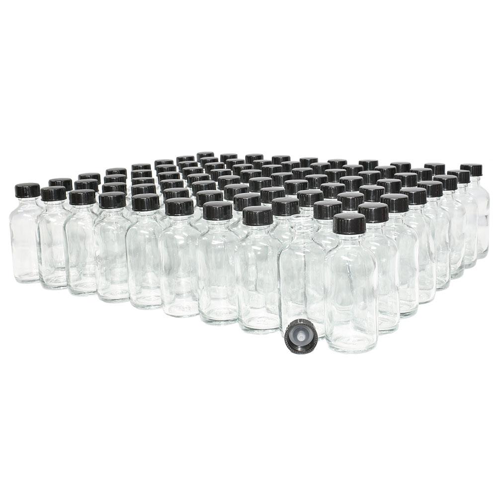2 oz. Clear Boston Round with Black Poly Cone Cap (20/400) (V4) (V20)