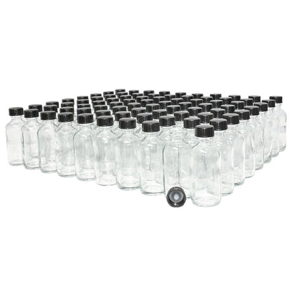 2 oz. Clear Boston Round with Black Poly Cone Cap (20/400) (V4) (V20)