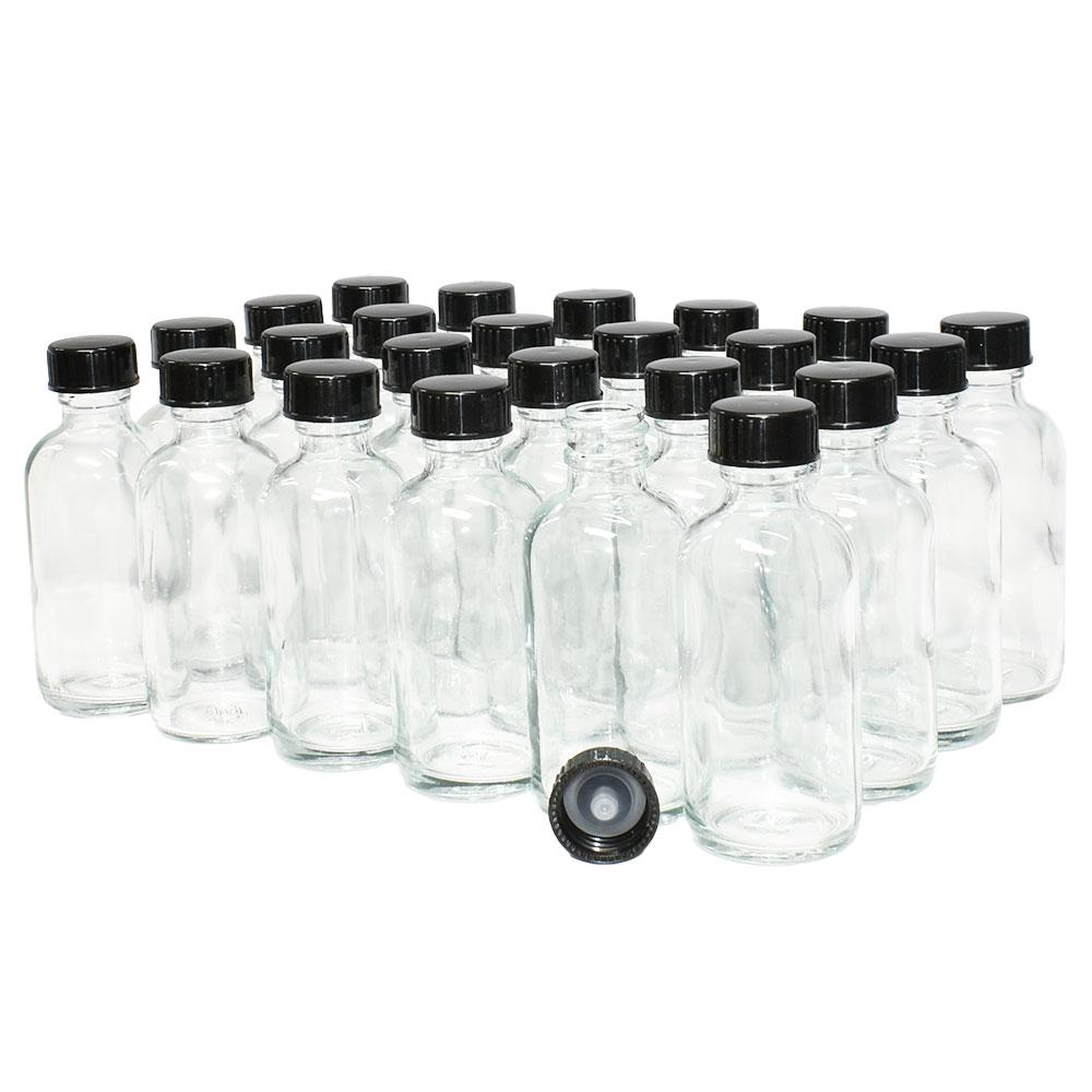 2 oz. Clear Boston Round with Black Poly Cone Cap (20/400) (V4) (V20)