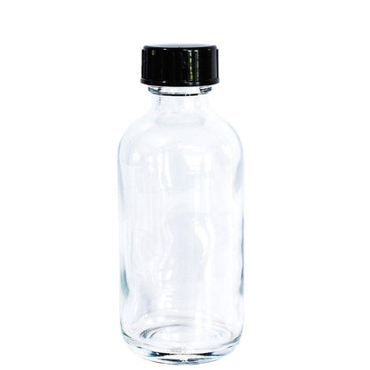 2 oz. Clear Boston Round with Black Poly Cone Cap (20/400) (V5) (V20)