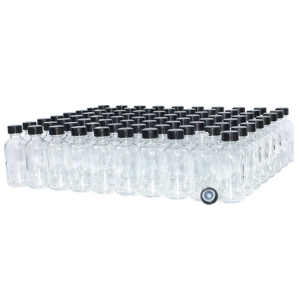 2 oz. Clear Boston Round with Black Poly Cone Cap (20/400) (V5) (V20)