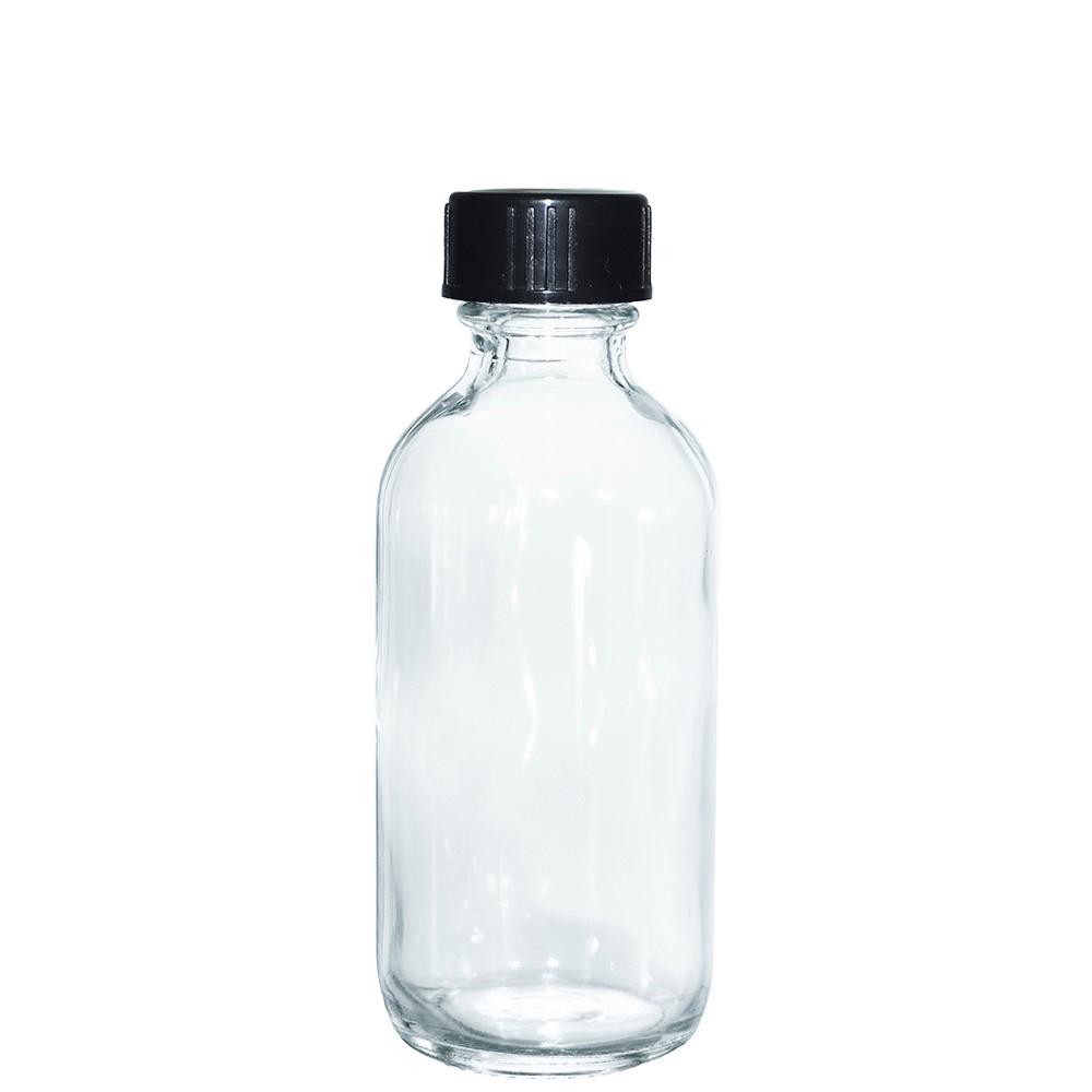 2 oz. Clear Boston Round with Black Poly Cone Cap (20/400) (V8) (V20)