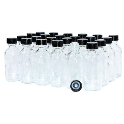2 oz. Clear Boston Round with Black Poly Cone Cap (20/400) (V8) (V20)
