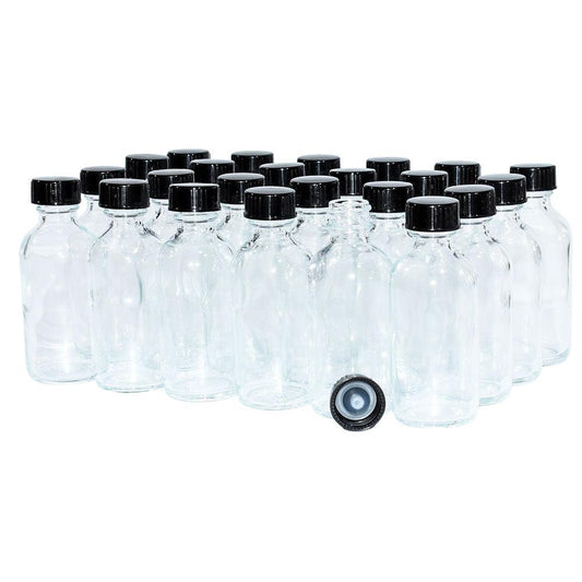 2 oz. Clear Boston Round with Black Poly Cone Cap (20/400) (V8) (V20)