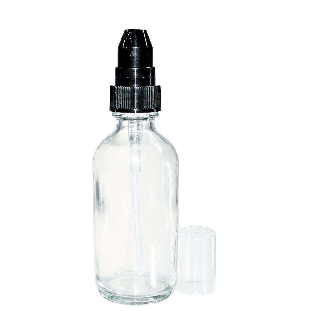 2 oz. Clear Boston Round with Black Treatment Pump (20/400) (V20) (V20)