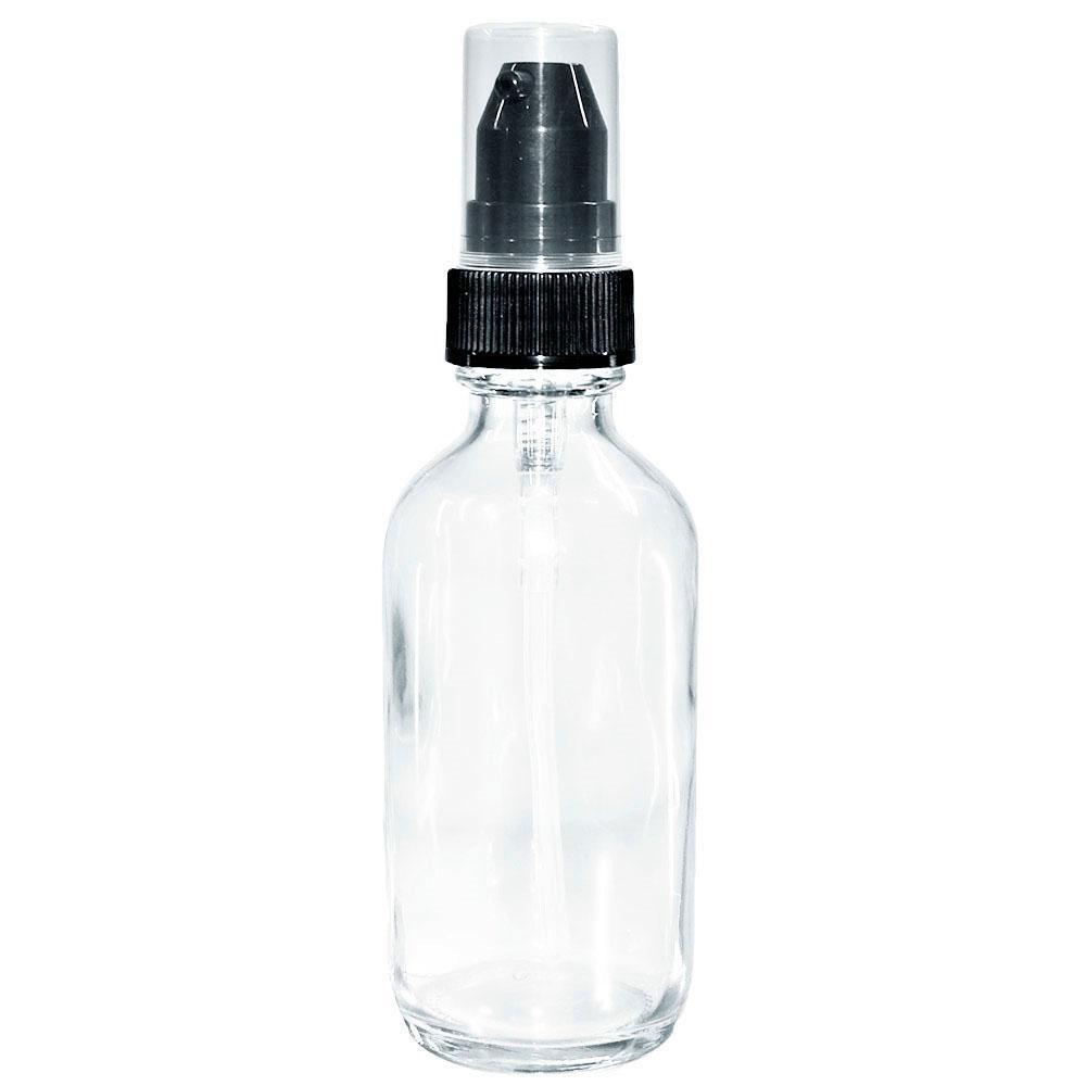 2 oz. Clear Boston Round with Black Treatment Pump (20/400) (V20) (V20)