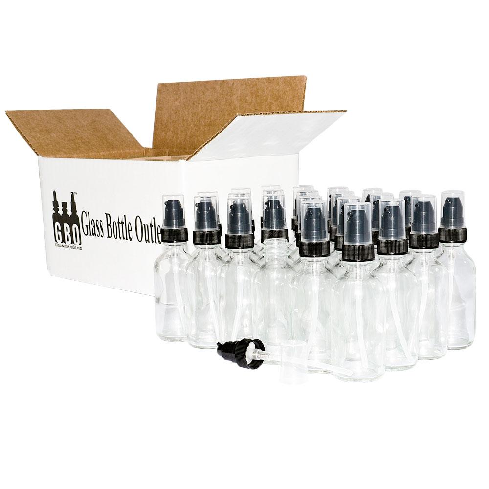 2 oz. Clear Boston Round with Black Treatment Pump (20/400) (V20) (V20)