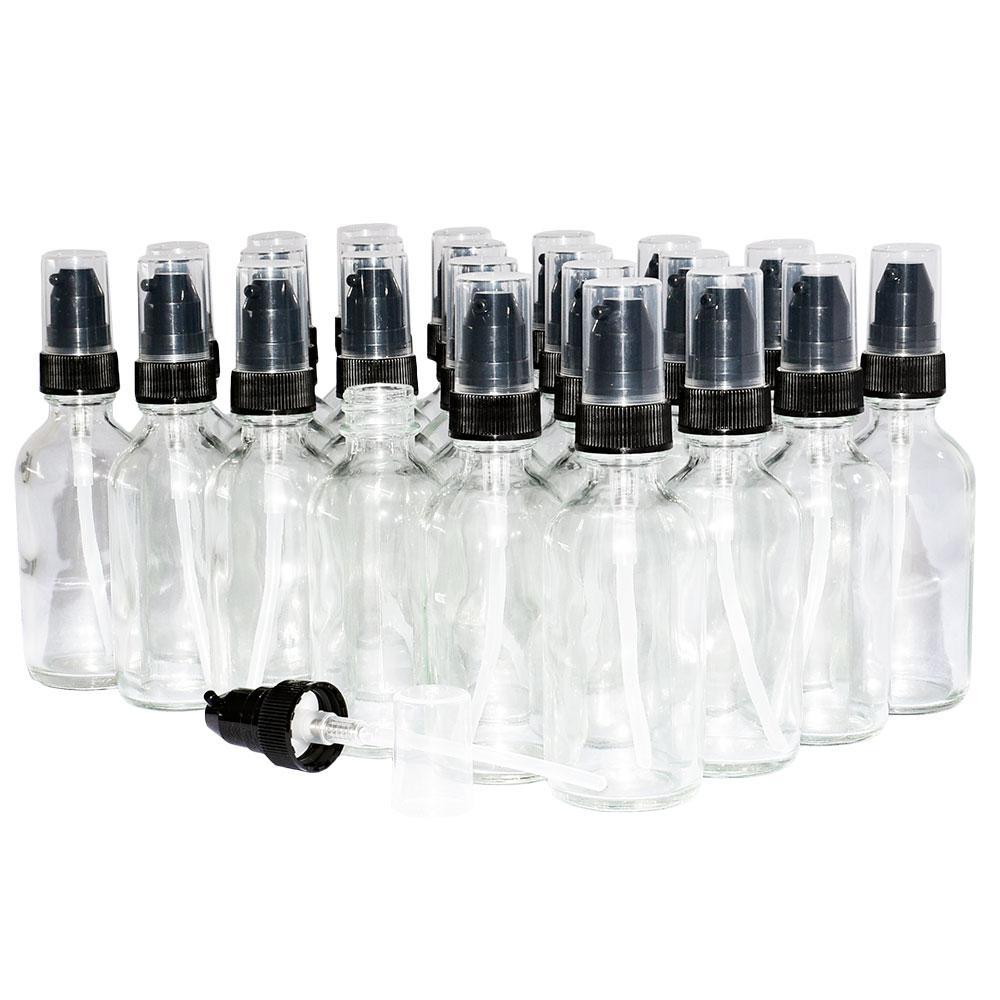 2 oz. Clear Boston Round with Black Treatment Pump (20/400) (V20) (V20)