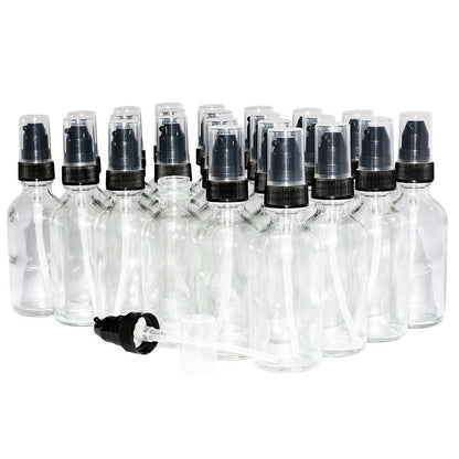 2 oz. Clear Boston Round with Black Treatment Pump (20/400) (V20) (V20)