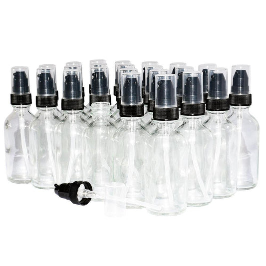 2 oz. Clear Boston Round with Black Treatment Pump (20/400) (V20) (V20)