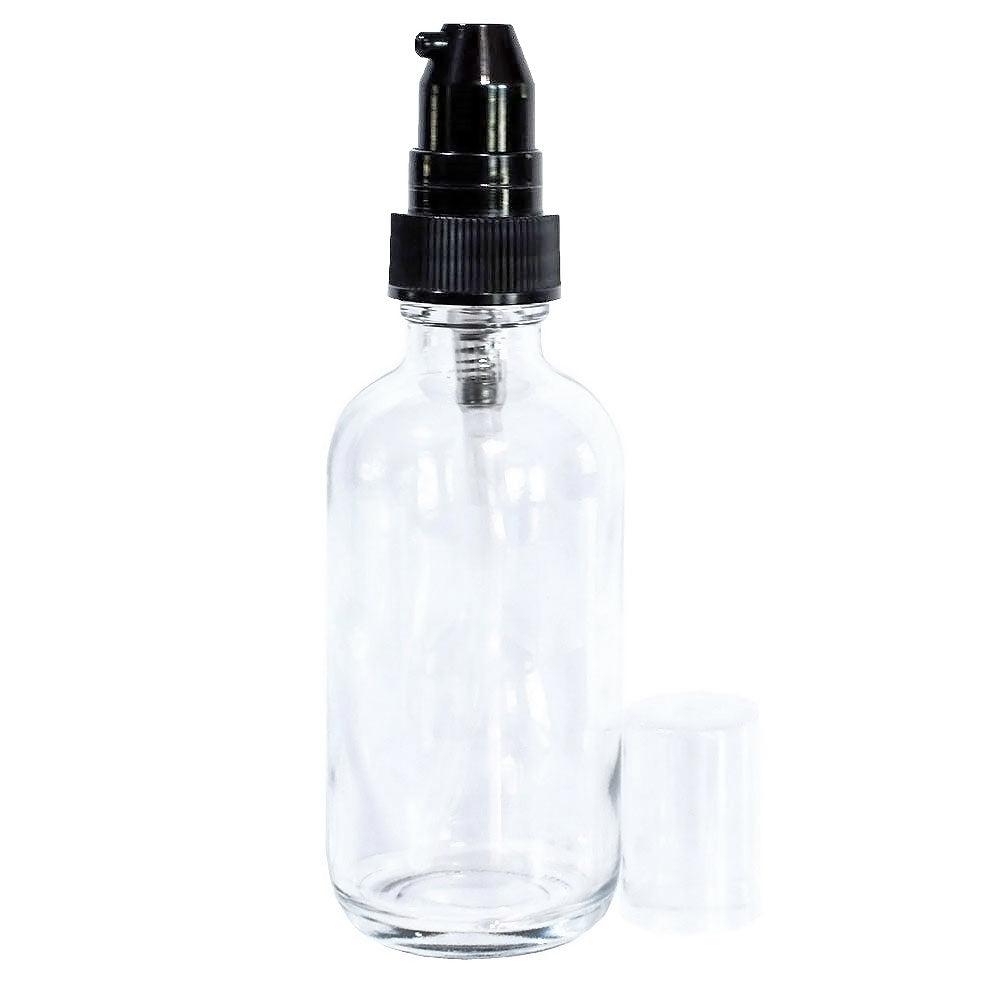 2 oz. Clear Boston Round with Black Treatment Pump (20/400) (V5) (V20)