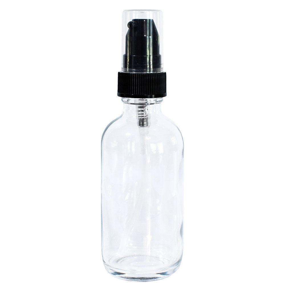 2 oz. Clear Boston Round with Black Treatment Pump (20/400) (V5) (V20)