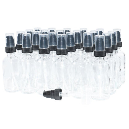 2 oz. Clear Boston Round with Black Treatment Pump (20/400) (V5) (V20)
