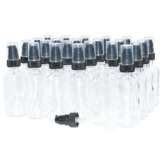 2 oz. Clear Boston Round with Black Treatment Pump (20/400) (V5) (V20)