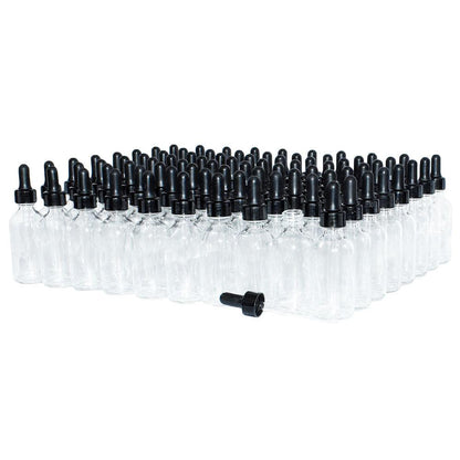 2 oz. Clear Boston Round with Large Bulb Black Glass Dropper (20/400) (V8) (V12)