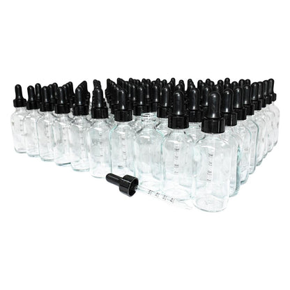 2 oz. Clear Boston Round with Large Bulb Black Graduated Glass Dropper (20/400) (V4) (V12)
