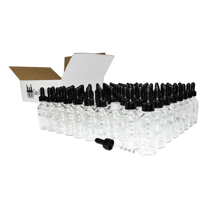 2 oz. Clear Boston Round with Large Bulb Graduated Black Glass Dropper (20/400) (V20) (V12)