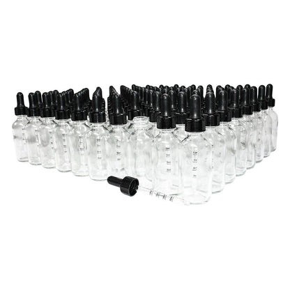 2 oz. Clear Boston Round with Large Bulb Graduated Black Glass Dropper (20/400) (V20) (V12)
