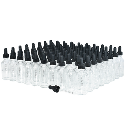 2 oz. Clear Boston Round with Large Bulb Graduated Black Glass Dropper (20/400) (V23) (V15)