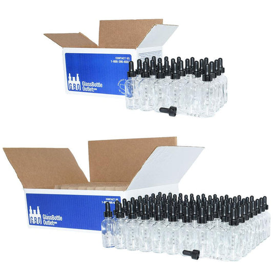 2 oz. Clear Boston Round with Large Bulb Graduated Black Glass Dropper (20/400) (V5) (V12)