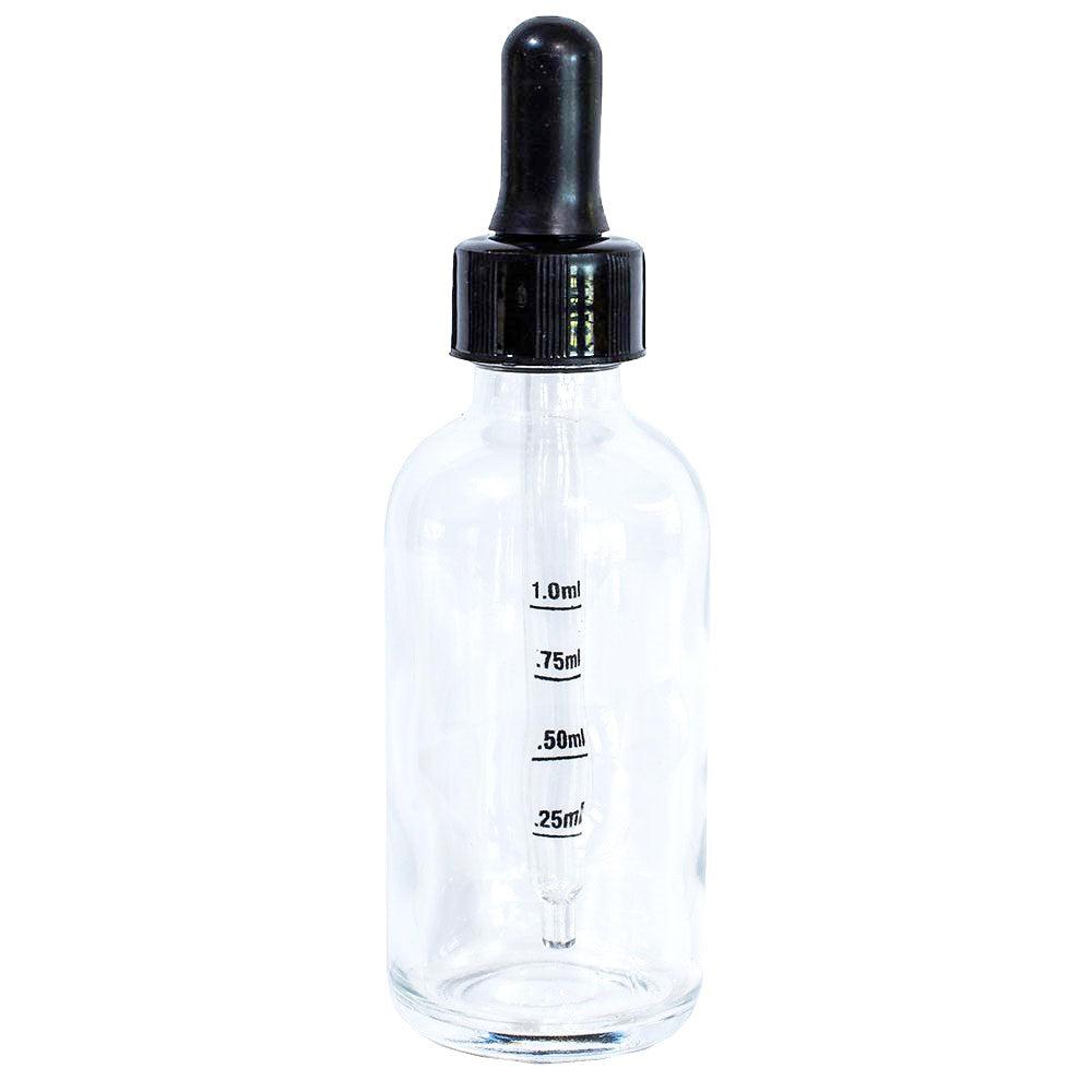 2 oz. Clear Boston Round with Large Bulb Graduated Black Glass Dropper (20/400) (V5) (V12)