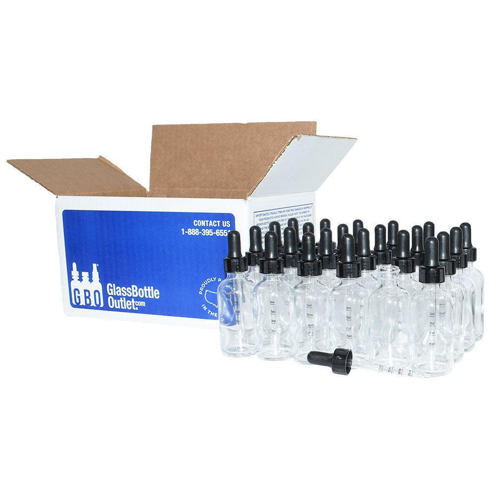 2 oz. Clear Boston Round with Large Bulb Graduated Black Glass Dropper (20/400) (V5) (V12)
