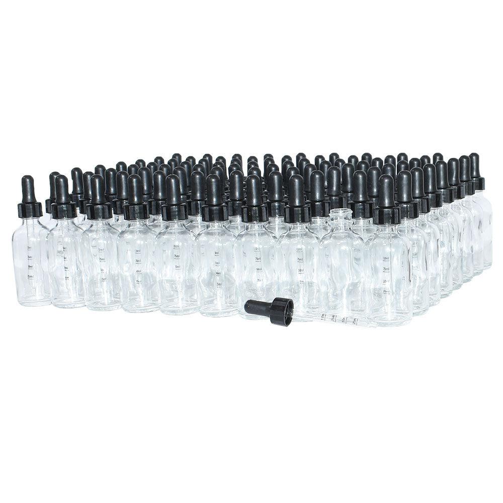 2 oz. Clear Boston Round with Large Bulb Graduated Black Glass Dropper (20/400) (V5) (V12)