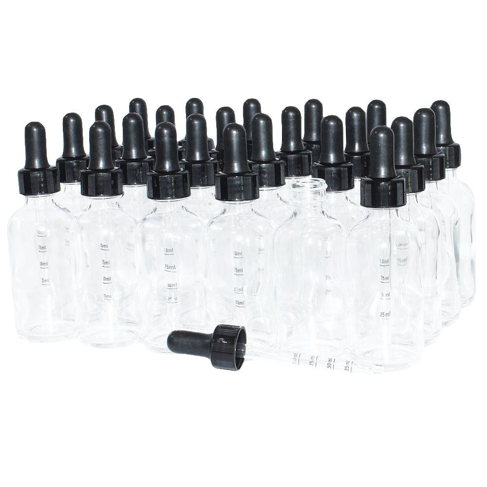 2 oz. Clear Boston Round with Large Bulb Graduated Black Glass Dropper (20/400) (V5) (V12)